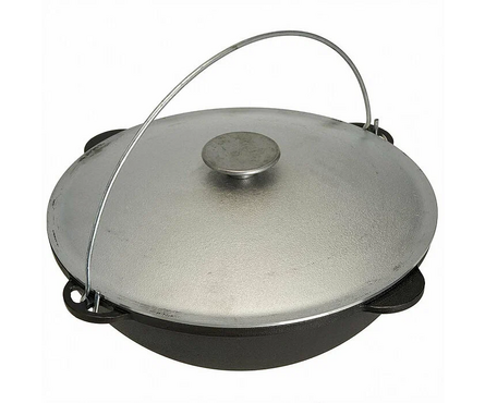 Казан чугунный 12 л татарский с алюминиевой крышкой d400, с дужкой ГАРДАРИКА Фотография_1