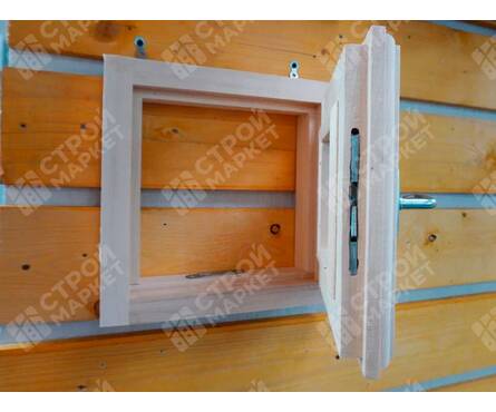 Окно банное липа 30х30 см с ручкой (стеклопакет) Фотография_2