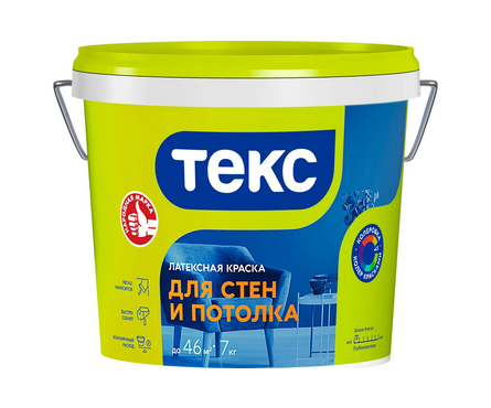 Краска интерьерная глубокоматовая латексная ВД ТЕКС Универсал белая 7 кг Фотография_1