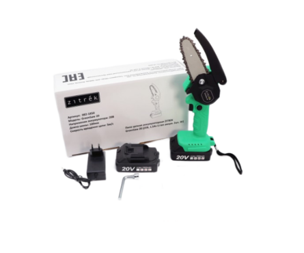 Пила цепная аккумуляторная 100 мм 20 В Li-ion 2 АКБ 1.5 А*ч, ЗУ GreenSaw ZITREK Фотография_4