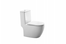 Унитаз-монолит 5005Т безободковый, тонкое сиденье ДП (с гофрой и подводкой) EVA GOLD