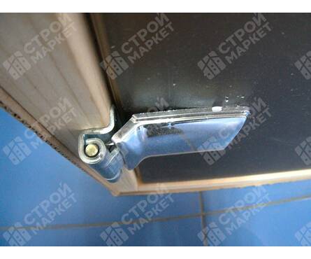 Дверь для бани 1.9х0.7 м стеклянная толщина 6 мм Бронза 2 петли, коробка из хвои Фотография_3