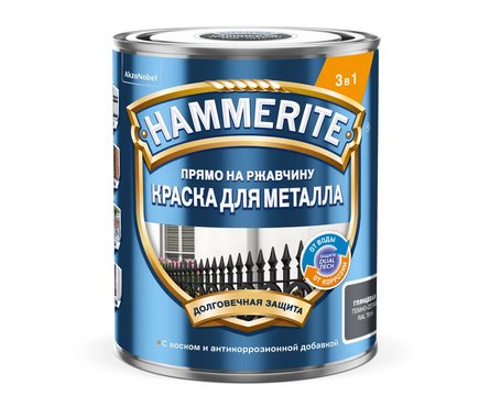 Краска по ржавчине 3 в 1 молотковая красная HAMMERITE 2.5 л Фотография_1