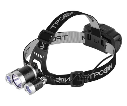 Фонарь налобный аккум светодиодный 5 Вт 3 ламповый Б0069573 ТРОФИ Фотография_2