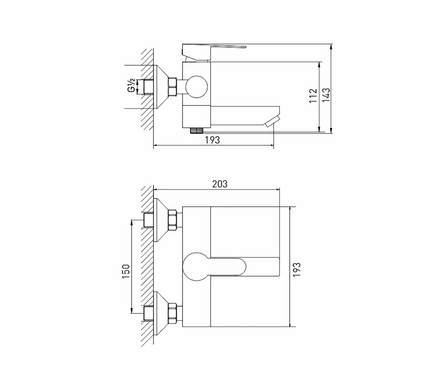 Смеситель для ванны однорычажный MIXLINE короткий гусак хром Stainless MLSS32-01 Фотография_4
