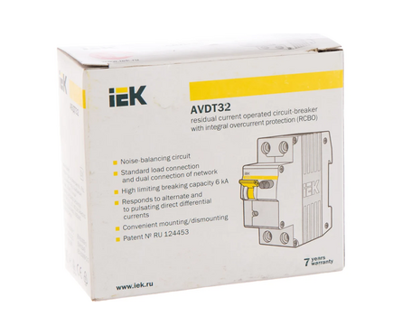 Выключатель автоматический дифференциального тока 1П+N 16А 30мА тип C АВДТ-32 IEK Фотография_3