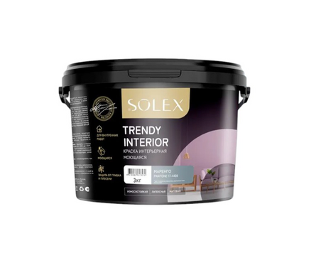 Краска интерьерная моющаяся SOLEX Trendy Interior маренго 3 кг Фотография_1
