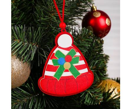 Подвеска новогодняя Шапки и ёлки МИКС Фотография_2