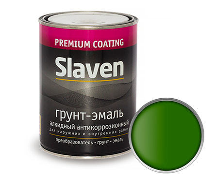 Грунт-эмаль по ржавчине SLAVEN 3 в 1, зеленый лист (3.2 кг) Фотография_0