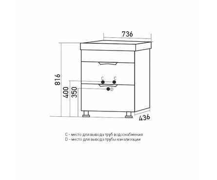 Тумба для ванной Этьен 75 белый с умывальником Нелли - 75 литьевой мрамор (ПВХ) Фотография_3