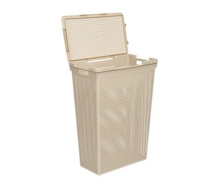 Корзина для белья Лофт с крышкой, латте, 50 л Фотография_1