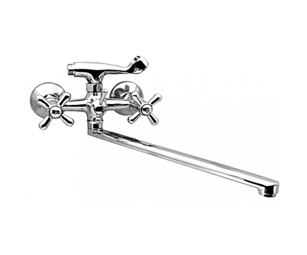 Смеситель для ванны двухвентельный DOMINOX длинный гусак хром 1/2 кер Champion 143 Фотография_1