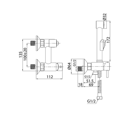 Смеситель с гигиенической лейкой хром Tidy TIDSB00M08 MILARDO Фотография_2