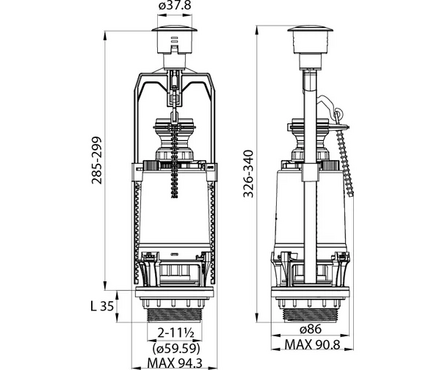 Арматура смывная 1-ур нижний подвод тип А IDDIS F012400-0004 Фотография_2
