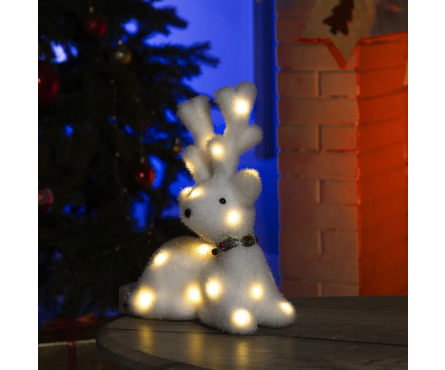 Фигурка светодиодная 25 см Олень белый с подсветкой Фотография_4