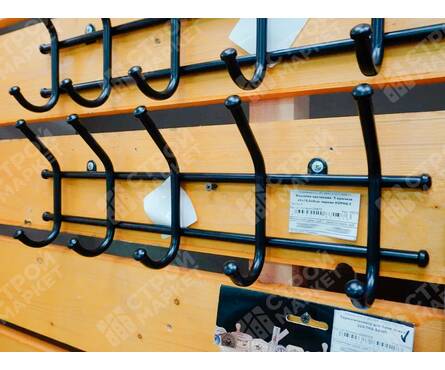 Вешалка настенная 5 крючков 48х16.5х8 см черная НОРМА-5 Фотография_4