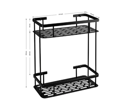 Полка прямоугольная двойная с крепление к стене 35 см черная TITAN Фотография_1