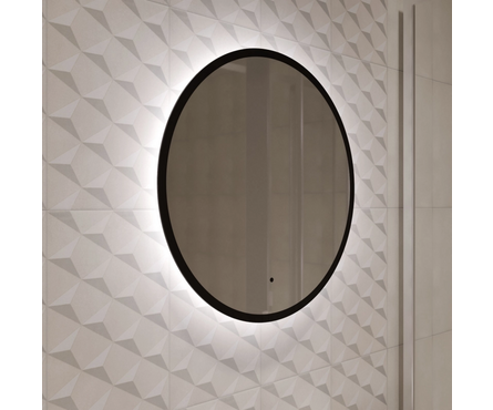 Зеркало круглое 600 мм Монако бесконт. сенсор светодиодная подсветки черное обрамление MIXLINE Фотография_3
