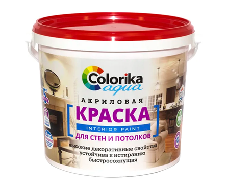 Краска интерьерная глубокоматовая, акриловая ВД COLORIKA Aqua белая, 1 кг Фотография_1
