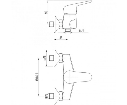 Смеситель для душа однорычажный хром LOP-B 135 ZERIX Фотография_1