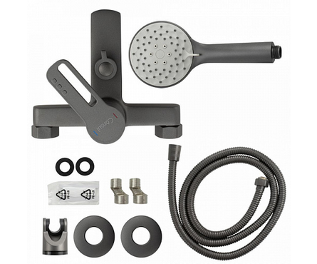 Смеситель для ванны однорычажный CONSUL короткий гусак графит 8910 Фотография_1