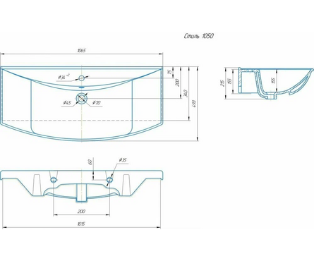Тумба для ванной Паола 105 с умывальником Стиль 1050 Фотография_6