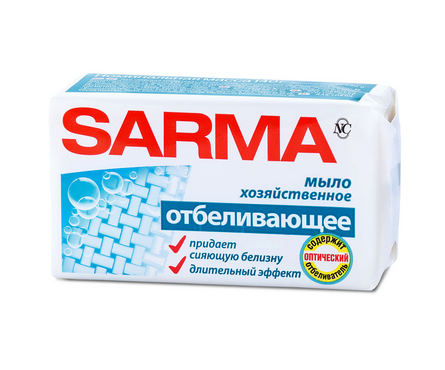 Мыло хозяйственное кусковое отбеливающее SARMA 140 г Фотография_0