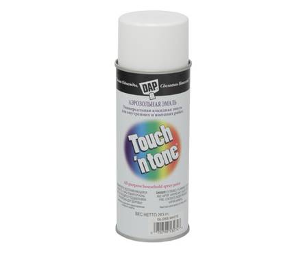 Краска аэрозольная DAP Touch'n'tone, 283гр, белая глянц.