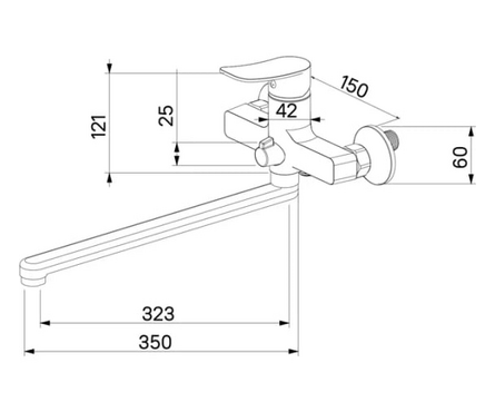 Смеситель для ванны однорычажный MILARDO длинный гусак хром Demi DEMSB00M10 Фотография_3