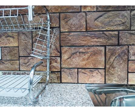 Панель ПВХ Камень Пиленый настоящий коричневый 0.4 мм, 977х493 мм (0.4816 м²)  Фотография_4