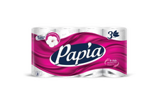 Бумага туалетная 3 слоя белая Papia (8 рул/уп)