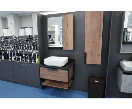 Шкаф навесной с зеркалом COMFORTY Кельн-75 дуб темный Фотография_7