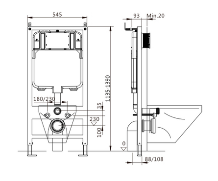Инсталляция для унитаза двухрежимная кнопка круглая белая матовая 545-7 EVAGOLD Фотография_2