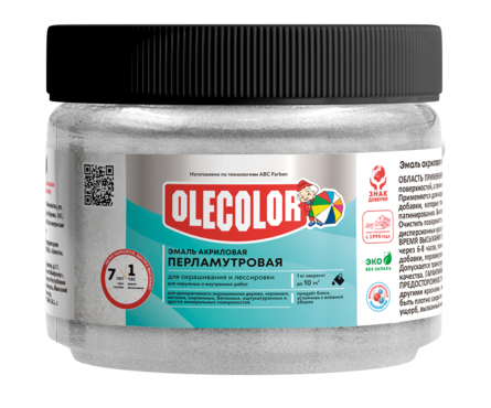 Эмаль акриловая OLECOLOR перламутровая серебро 0.3 кг Фотография_1