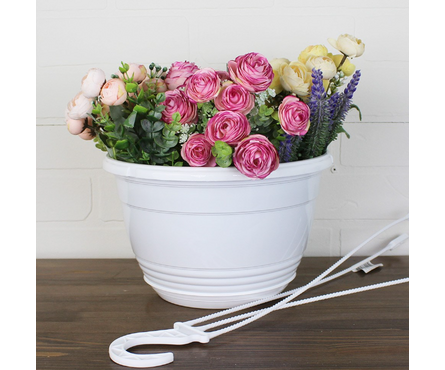 Кашпо для цветов подвесное белое ГЛОРИЯ D250 мм 4.2 л Фотография_1