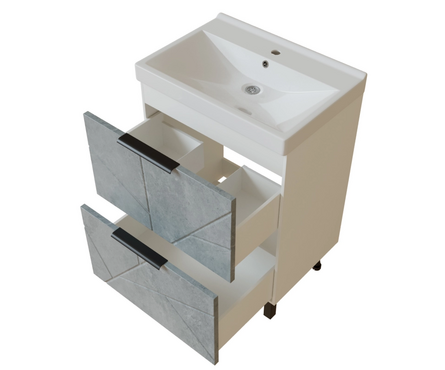 Тумба для ванной Гранд-60 бетон с умывальником Fest-60 (ПВХ) Фотография_1