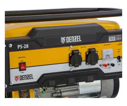 Генератор бензиновый 2.8 кВт 230 В бак 15 л ручной стартер PS-28 DENZEL Фотография_2