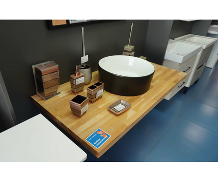 Столешница мебельная на кронштейнах 600х1200х40 мм дуб/сращенный/рустик/черный ТДП Фотография_2