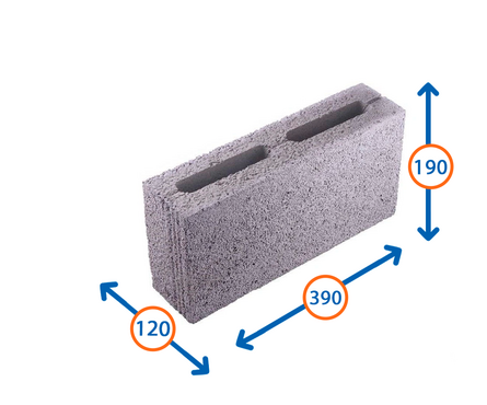 Блок/полублок перегородочный керамзитный 390х190х120 мм М50 СКЦп-1Р Фотография_1