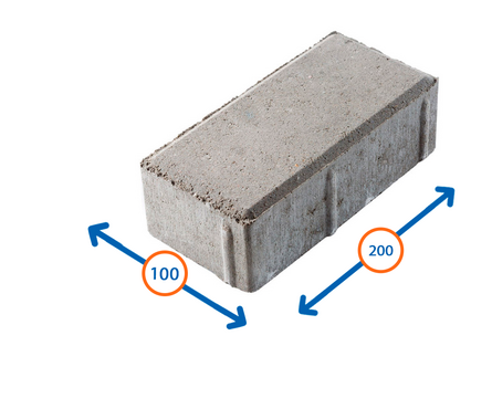 Плитка тротуарная серая, 100х200х45 мм (50 шт/1 м²) Фотография_1