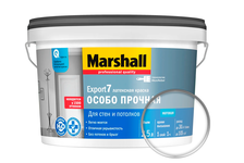 Краска латексная Marshall EXPORT 7 Особо прочная для стен и потолков, матовая, база BC (2.5 л)