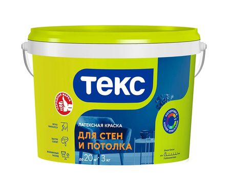 Краска интерьерная глубокоматовая латексная ВД ТЕКС Универсал белая 3 кг Фотография_1