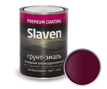 Грунт-эмаль по ржавчине SLAVEN 3 в 1, вишневый (3.2 кг) Фотография_0