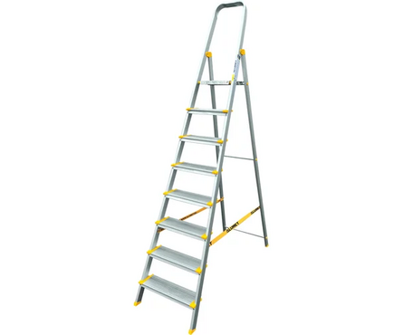Стремянка алюминиевая 8 ступеней (7+1) профессиональная анодированная 166/54 см/8.1 кг АЛЮМЕТ Фотография_0
