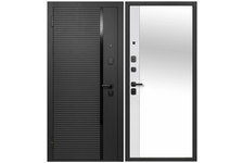 Дверь входная ФЕРРОНИ 9 см Черное Зеркало Эмалит Белый левая 960х2050 мм