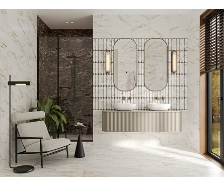 Плитка облицовочная верх 01 Капелла белая 250х400х8 мм 1-й сорт Фотография_1