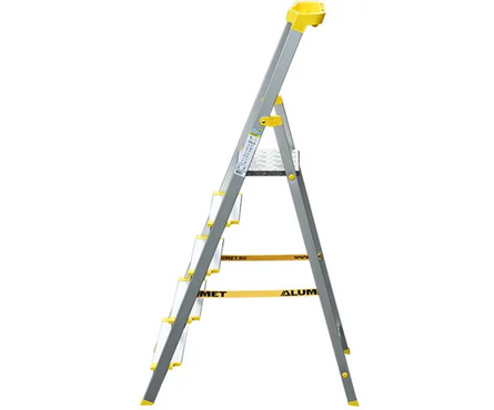 Стремянка алюминиевая 5 ступеней (4+1) профессиональная анодированная 103/46 см/5.2 кг АЛЮМЕТ Фотография_1