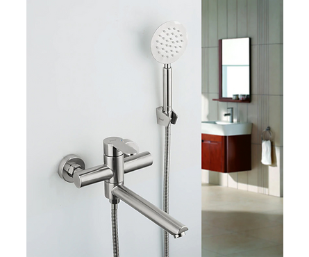 Смеситель для ванны однорычажный FRAP длинный гусак сатин 40к F32801 Фотография_1