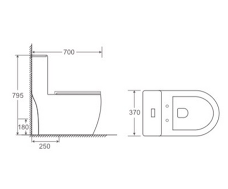 Унитаз-монолит EG406T безободковый тонкое сиденье ДП круговой смыв (с гофрой и подводкой) EVA GOLD Фотография_1