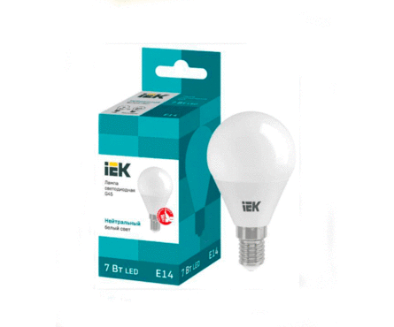Лампа светодиодная IEK шар, Е14, 220В, 7Вт, 4000К  Фотография_0